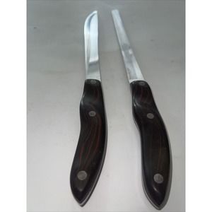 CUTCO Set Of 2 Knives Blade Serrated Slicer Bread Knife Brown swirl 1023 1024